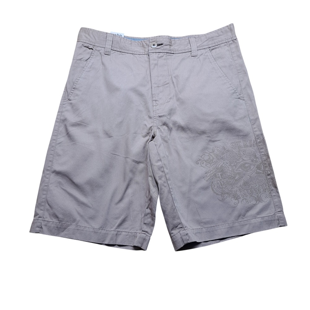 No Boundaries Chino Shorts Mens 36 Dune Tan Excellent Graphic Print Skater